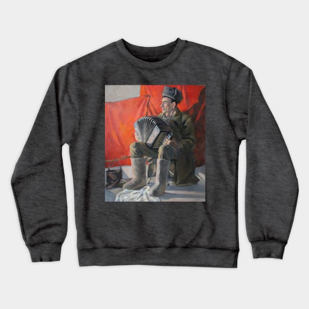 Russian Man Playing Accordion Crewneck Sweatshirt by eosofdawn